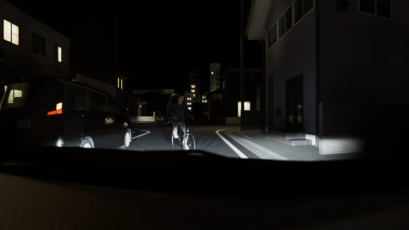 路上駐車車両の陰からの自転車の飛び出し