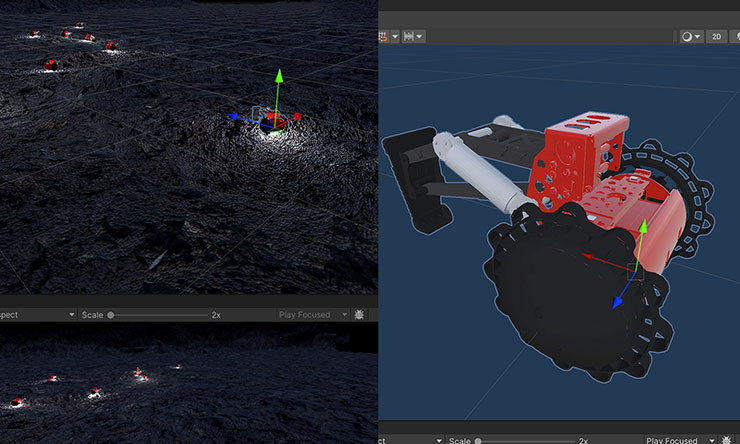竹中工務店｜月で稼働する小型ロボット群のシミュレーション環境