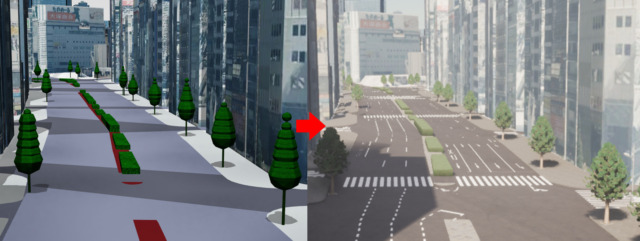 日本の道路・建物・標識をリアルに再現